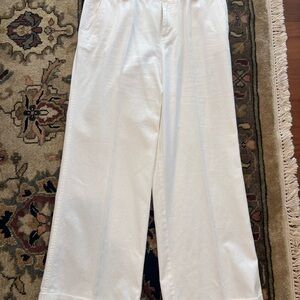 Ralph Lauren White Linen-Cotton Blend Wide-Leg Pants Size 10